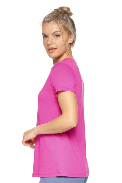 Expert Brand Retail Sustainable Eco-Friendly Micromodal Cotton Women's V-neck T-shirt Made in the USA berry 2#color_berry
