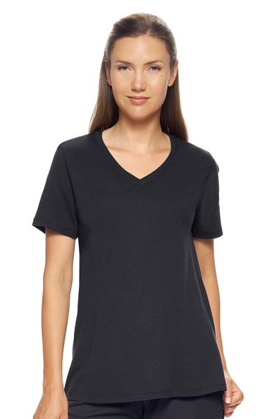 Expert Brand Retail Sustainable Eco-Friendly Micromodal Cotton Women's V-neck T-shirt Made in the USA black#color_black