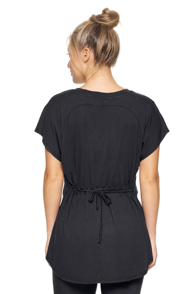 Expert Brand Women's MoCA™ Cinch Tie Tunic Tee in Black Image 3#color_black