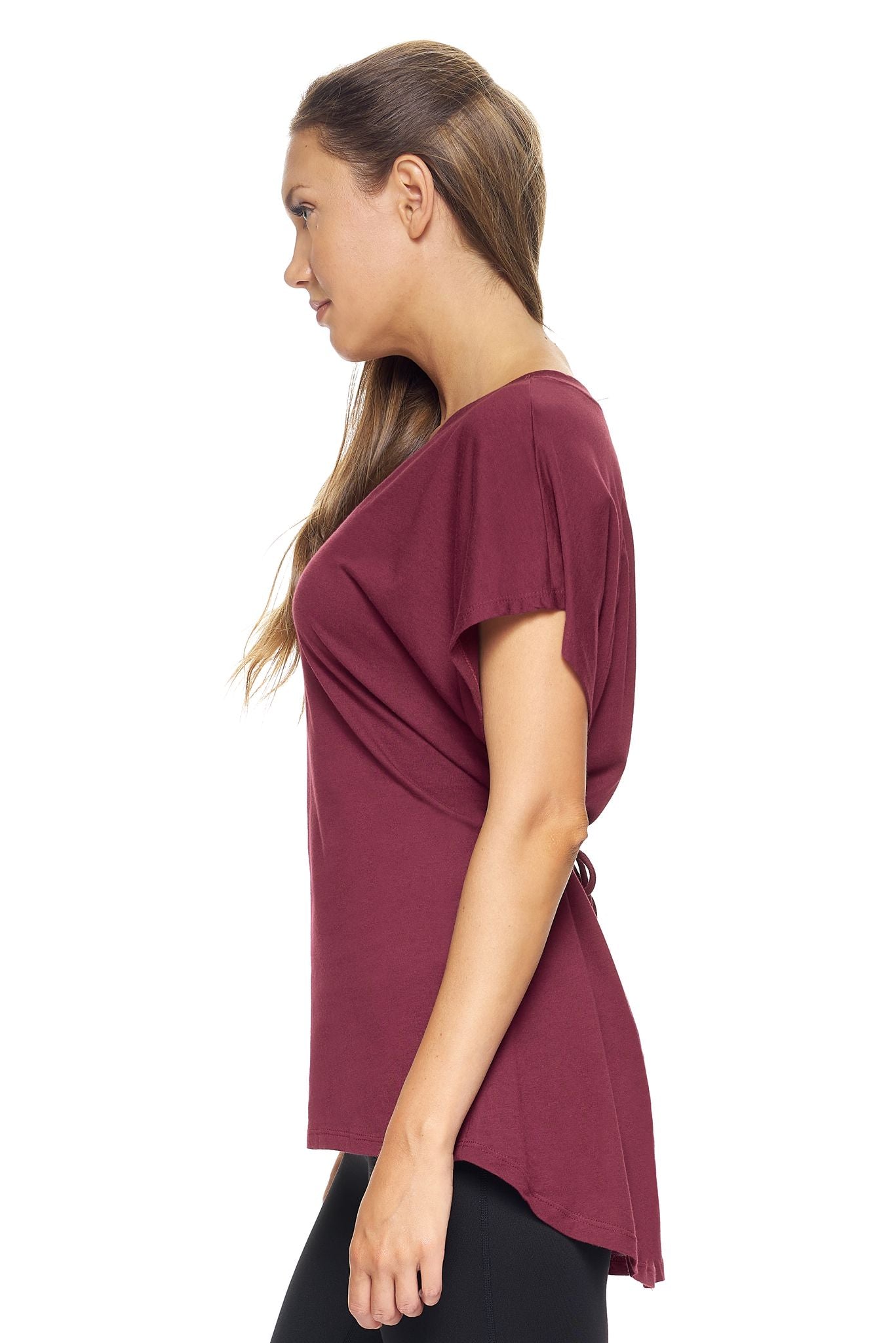 Expert Brand Women's MoCA™ Cinch Tie Tunic Tee in Maroon Image 2#color_maroon