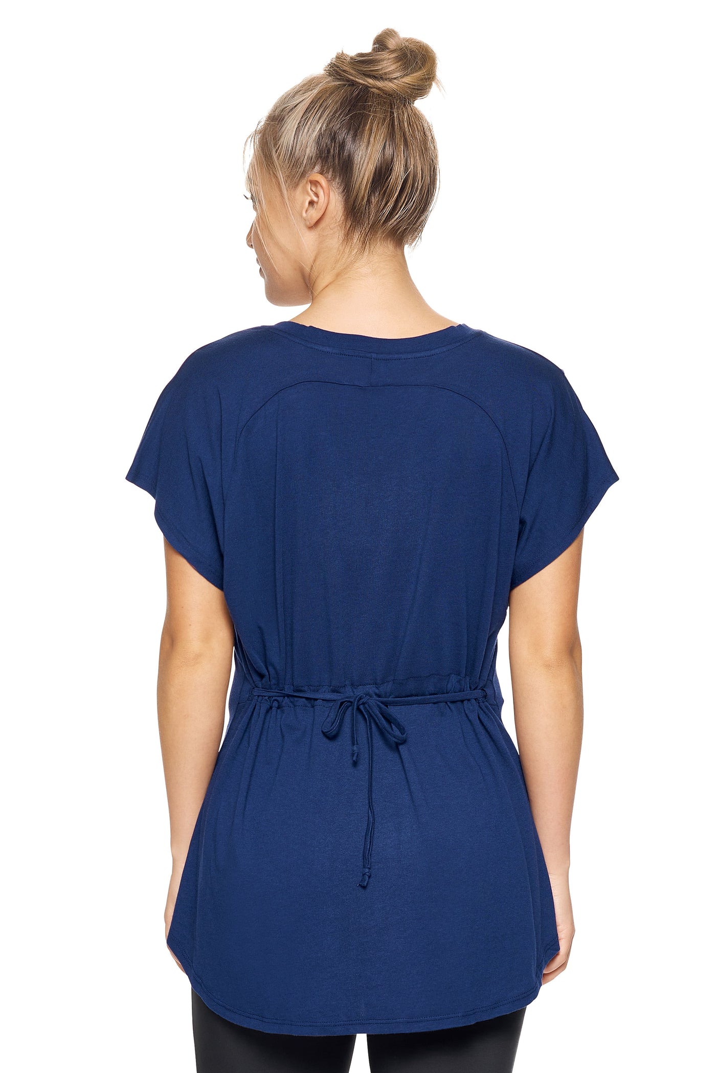 Expert Brand Women's MoCA™ Cinch Tie Tunic Tee in Navy Image 3#color_navy