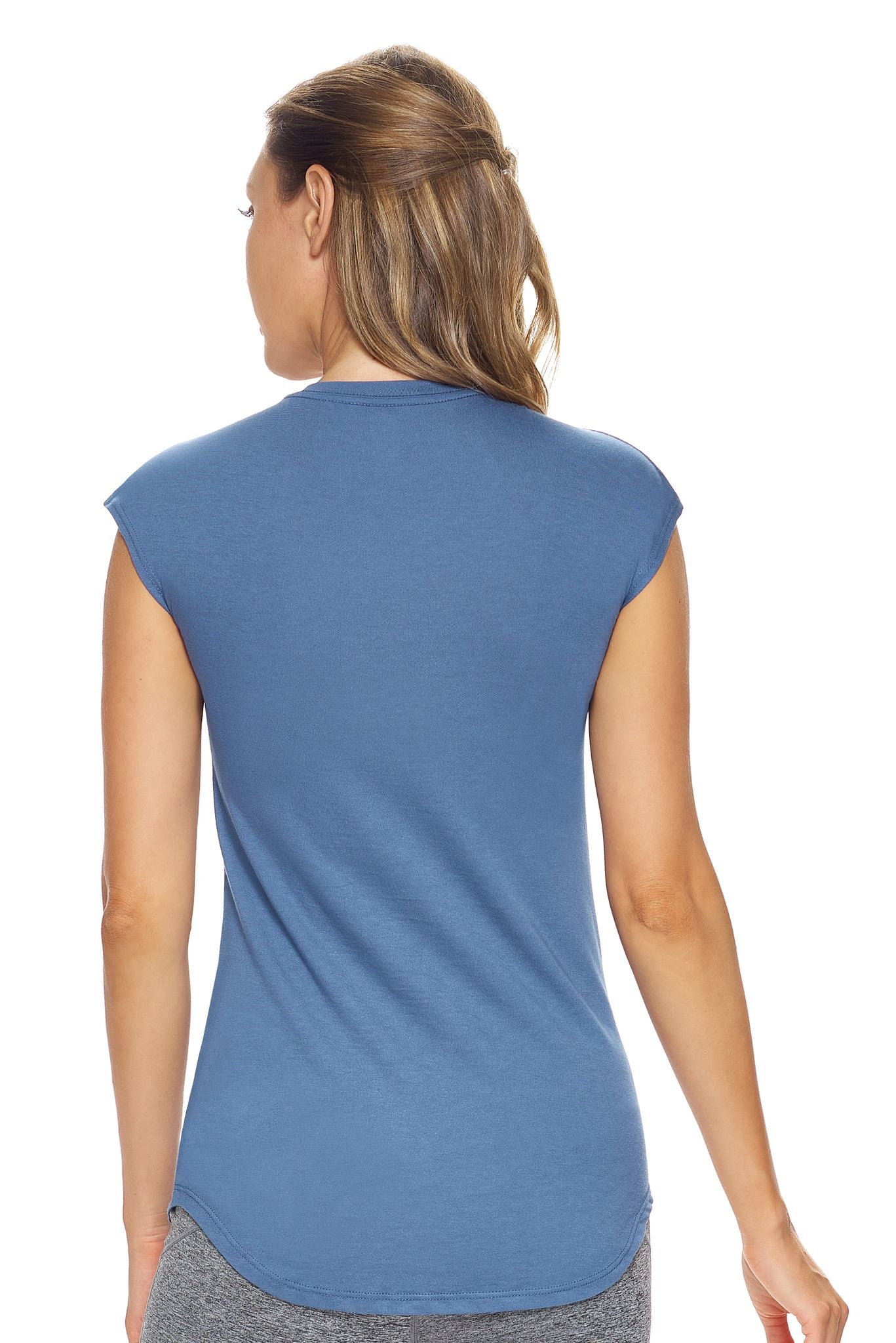 Expert Brand Women's MoCA™ Cap Sleeve Tee in Stone Blue Image 3#color_stone-blue