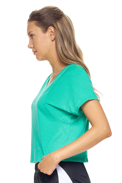 Expert Brand Women's MoCA™ Cropped Tee in Bright Teal Image 2#color_bright-teal