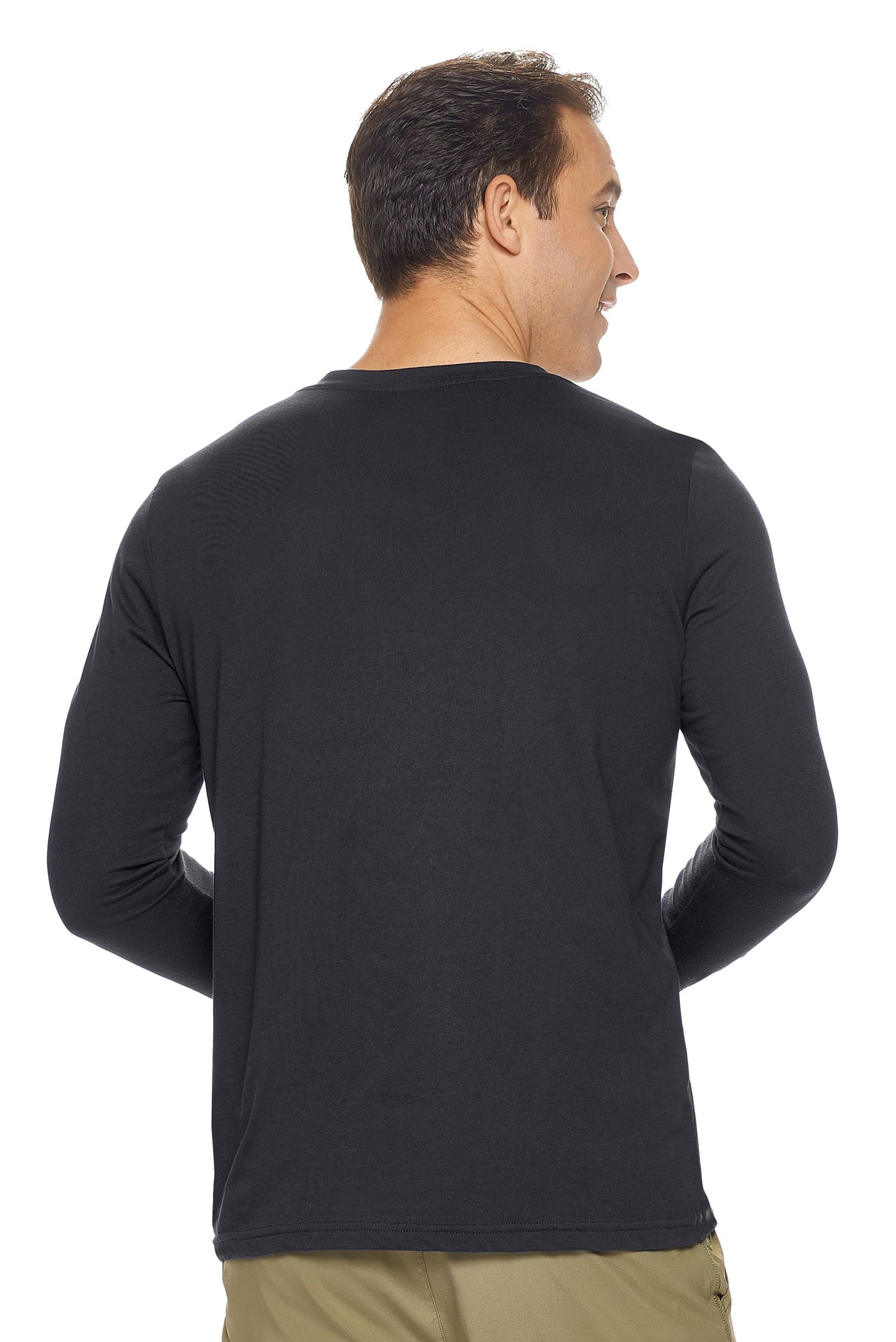Expert Brand Mens's MoCA™ V-Neck Long Sleeve Tee in Black Image 3#color_black