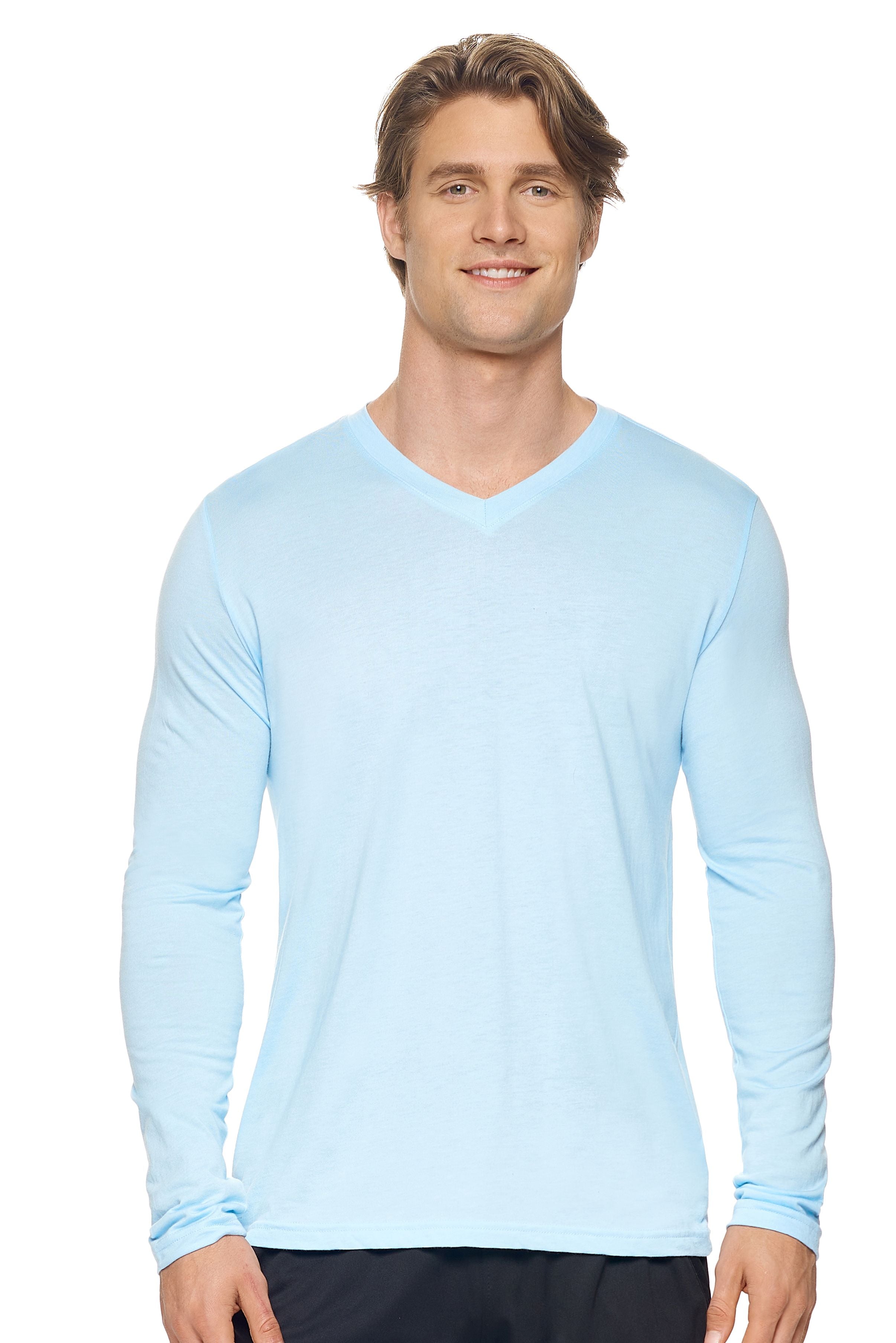 Mens's MoCA™ V-Neck Long Sleeve Tee - Made in USA | Expert Brand