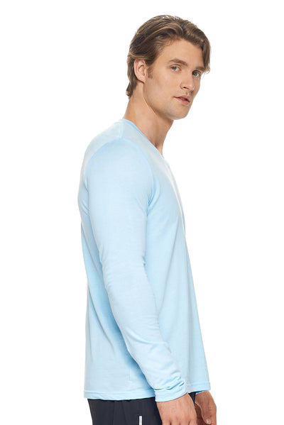 Expert Brand Mens's MoCA™ V-Neck Long Sleeve Tee in Light Blue Image 2#color_light-blue