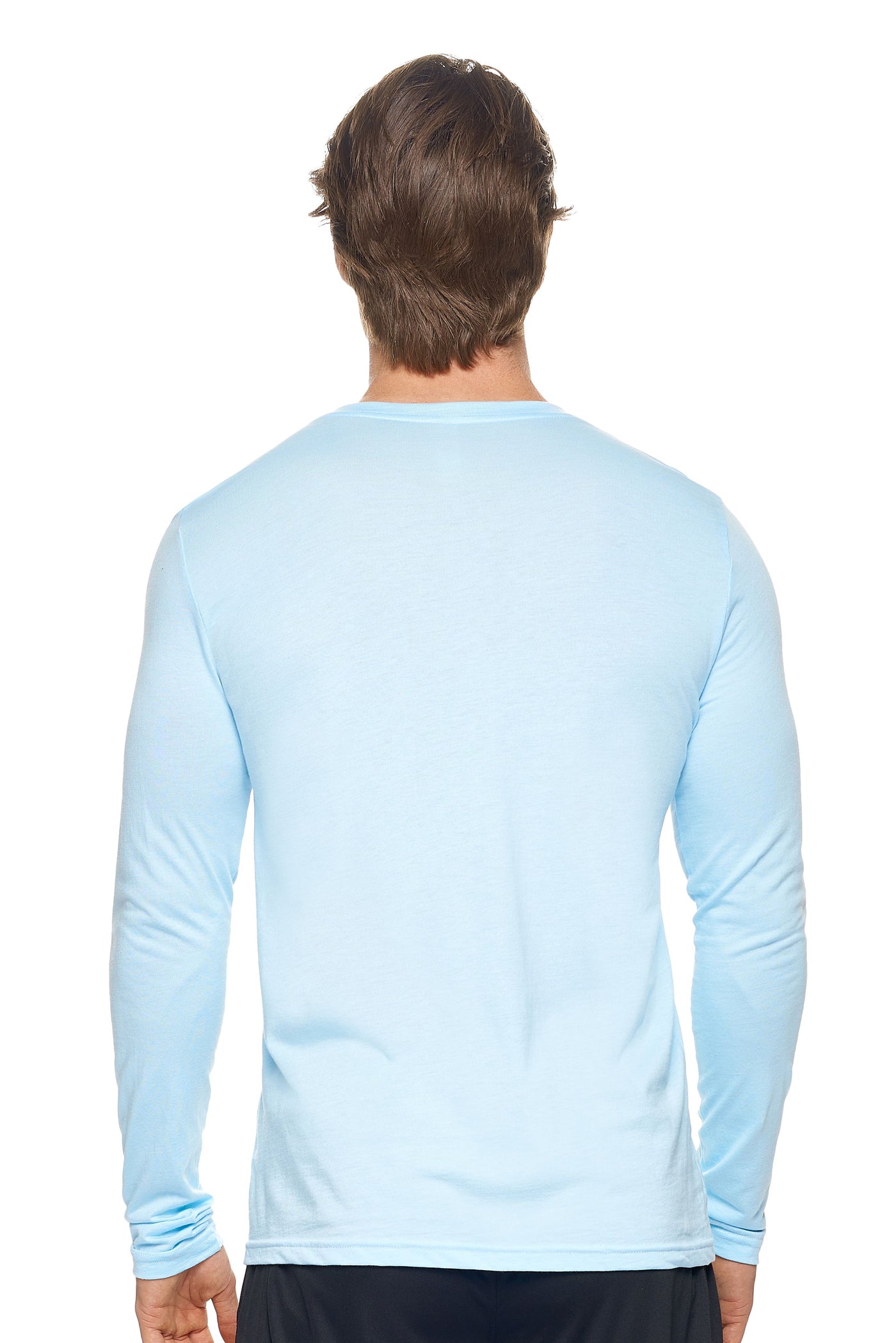 Expert Brand Mens's MoCA™ V-Neck Long Sleeve Tee in Light Blue Image 3#color_light-blue
