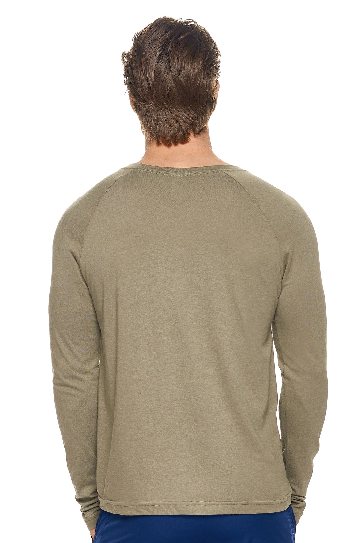Expert Brand Men's MoCA™ Long Sleeve Raglan Shirt in Olive Image 3#color_olive