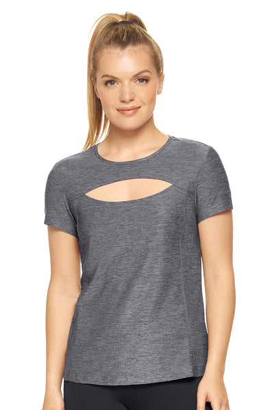 Expert Brand Women's Airstretch™ Half Moon Tee in Heather Black#color_heather-black